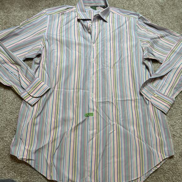 Sid Mashburn Multi Colored Striped Button Down Size 17/35 - Picture 1 of 3